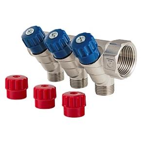 Коллектор VALTEC   1"х3 вых. 1/2" нар.,с регулировочными вентилями, (VTc.560.N.0603)