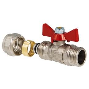 Кран шаровой VALTEC 16х1/2 нар.,под обжим, рукоятка бабочка  (VT.341.N.1604)