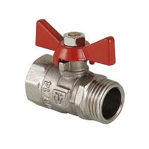 Кран шаровой VALTEC COMPACT, рукоятка бабочка 1/2" вн.-нар. (VT.093.N.04)