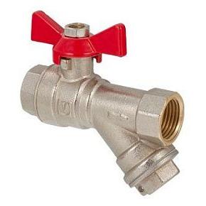 Кран шаровой VALTEC  1/2" со встроенным фильтром, рукоятка бабочка вн.-вн.(VT.293.N.04)