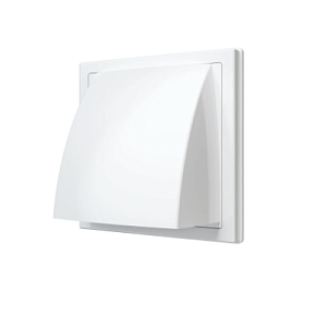 1515К12,5ФВ, Выход стенной вытяжной с обратным клапаном 150х150 с фланцем D125, ASA, бел