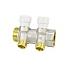 VM14722 Коллектор распределительный с запорными клапанами Varmega, 1", на 2 выхода 1/2"