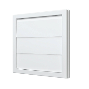 1515К10Ф, Решетка приточно-вытяжная с гравитационными жалюзи 150х150 с фланцем D100, ASA, бел