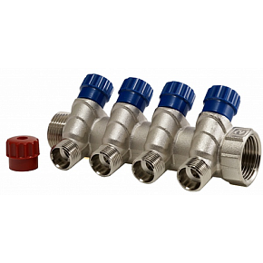 Коллектор VALTEC   1"х4 вых. 1/2" нар.,с регулировочными вентилями, (VTc.560.N.0604)
