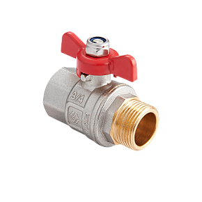 Кран шаровый полнопроходной MVI 1/2" внутренняя-наружная, бабочка (BV.514.04)