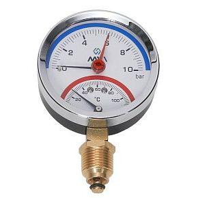 Термоманометр радиальный MVI, диапазон показаний до 10 бар, (RTM.80.12010.04)