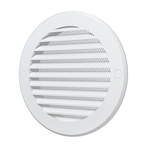 12РКС, Решетка вентиляционная круглая с пластиковой сеткой D150 вытяжная АБС с фланцем D125