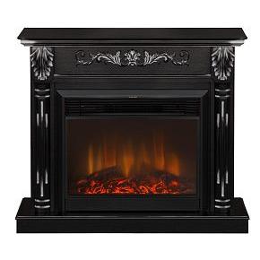 Каминокомплект обрамление "Sofia-J" эспрессо с серебряной патиной с электроочагом "MOONBLAZE-S BL